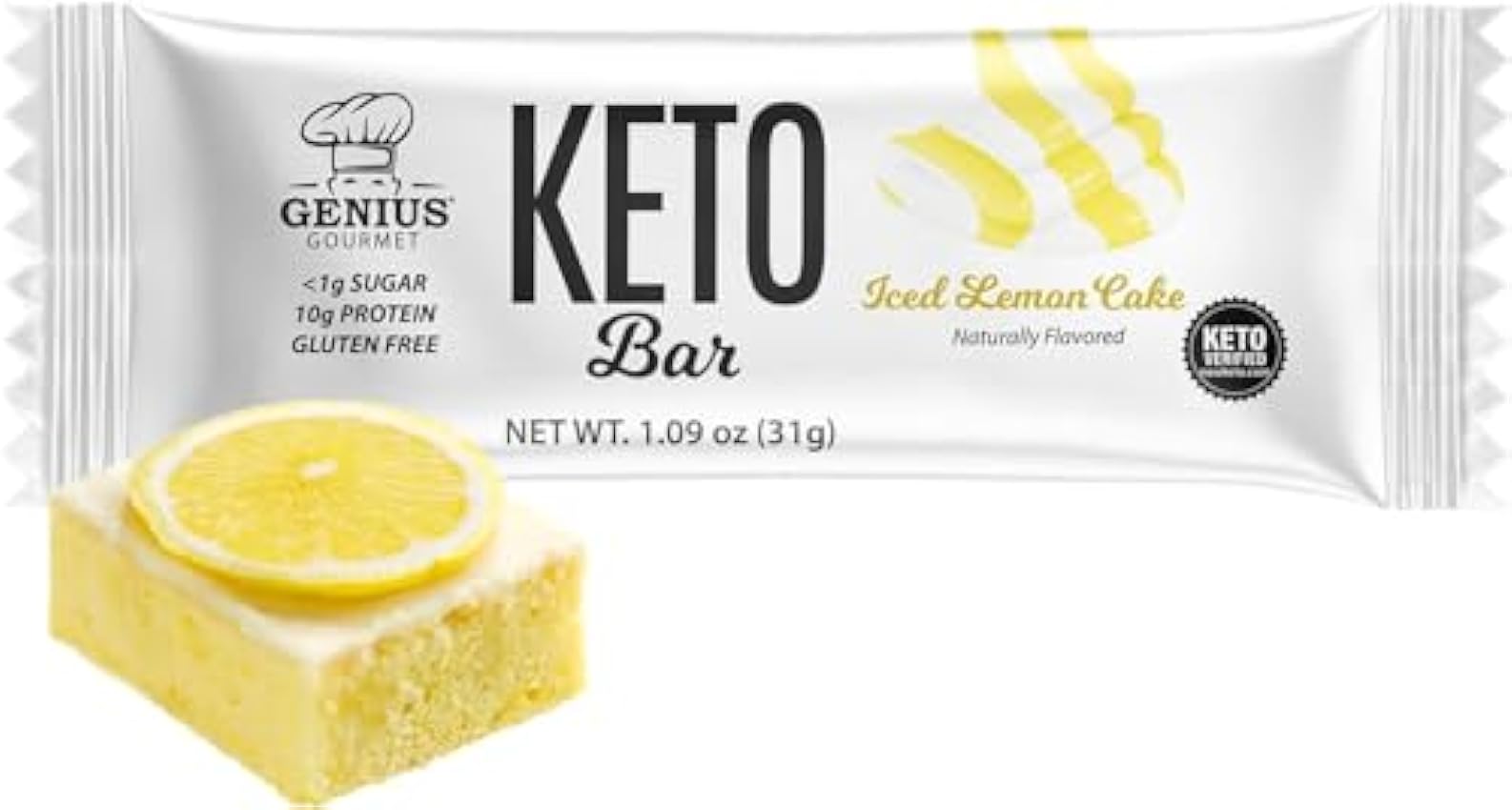 Genius Gourmet KETO Bars Iced Lemon Cake 10 bars gO4Vgt