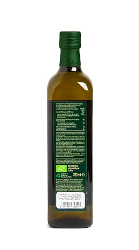 Aceite de Oliva Virgen Extra Italiano y Ecológico - 750ml. Aceite Oliva de Apulia Certificado Orgánico Aceites de Oliva Prensado en Frío. Organic Olive Oil. NhWbCm8T
