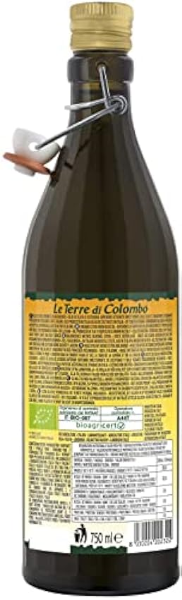 Le Terre di Colombo Aceite de Oliva Virgen Extra Ecológico 100 % Italiano, Botella con Estrías y Tapón Mecánico, 0.75 L GVOhLI2f