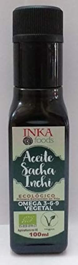 Aceite de sacha inchi orgánico, omega 3-6-9 vegetal, botella de 100 ml jljcsasg
