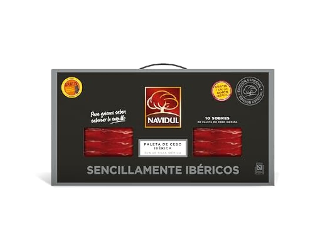 Navidul Maletín de Paleta de Cebo Ibérica (50% raza ibérica) freshpack envasado al vacío - 10x70g, Total 700gr mOBKfEet