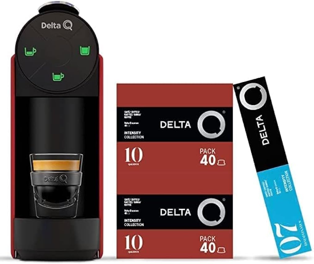 Delta Q - Cafetera de Cápsulas MiniQool - Color Gris - 19 Bares de Presión - Capacidad 0,6 L - Incluye 80 Cápsulas Intensidad 10 y 10 Cápsulas Descafeinado kRoElSuD