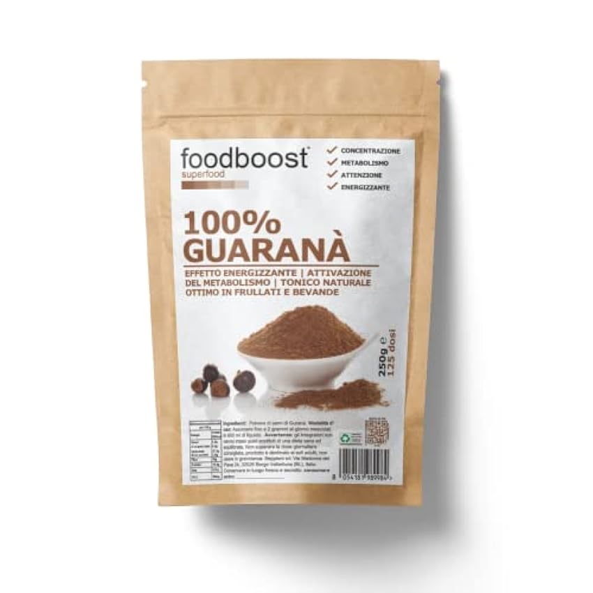 Guaraná en polvo foodboost 250g puro energizante natural, naturalmente rico en vitamina c, b y antioxidantes – sin aditivos, sin gluten. Ideal también en bebidas y preparaciones horneadas moy93nkB