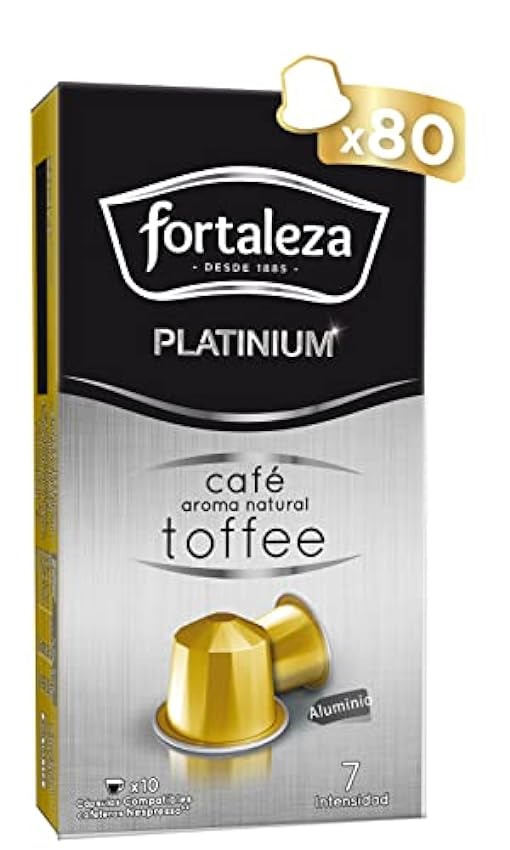Café Fortaleza Platinium - Cápsulas Compatibles con Nespresso, de Aluminio, Café con Aroma Vainilla Madagascar, 100% Arábica, Tueste Natural, Pack 8x10 - Total 80 uds JbLji90H