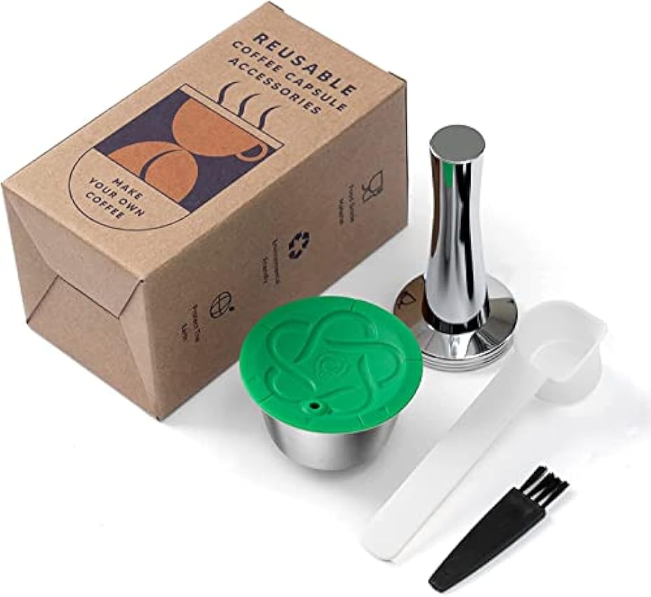 Capsules rechargeables Filtres à dosettes de café réutilisables compatibles avec les brasseurs Dolce Gusto avec cuillère et brosse (2 capsule) PJ0vP6mM
