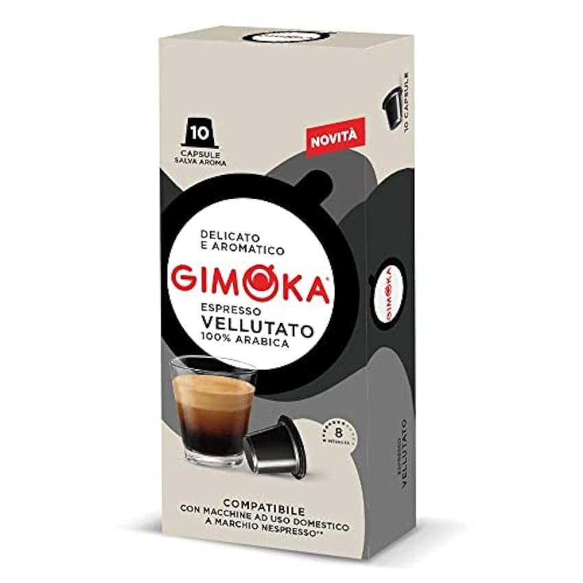 Gimoka - Cápsulas de Café Compatibles con Máquinas Nespresso, Sabor Vellutato - 100 Cápsulas & Cápsulas Compatibles Nespresso, Surtido de Mezclas y Aromas - 100 Cápsulas Hb5t1HLK