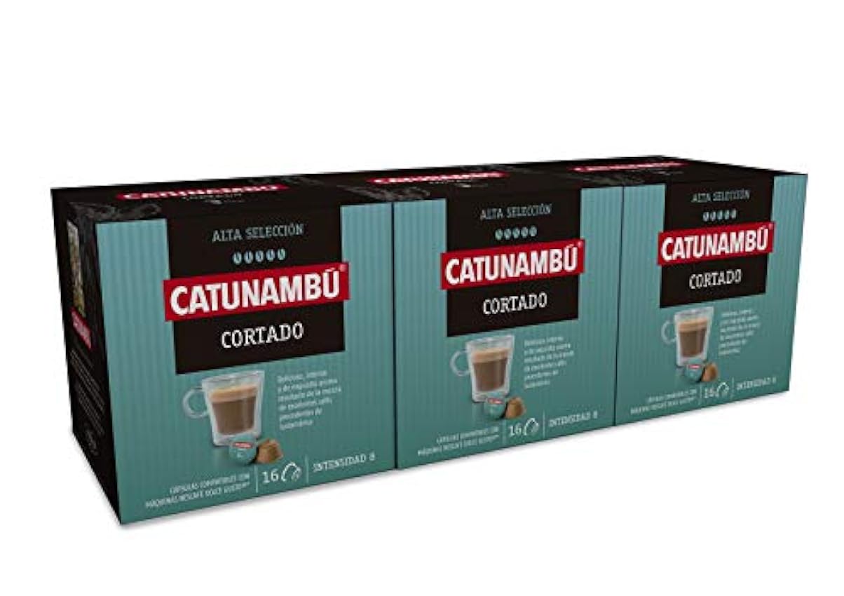 Catunambú - Cápsulas de café Cortado compatibles Dolce Gusto | Pack de 3 (48 cápsulas) &, Cápsulas de café (Leche) - 160 gr mmI3IpK2
