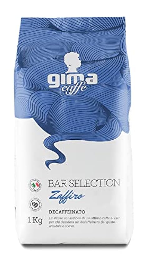 Café italiano GIMA, mezcla Zaffiro descafeinado, tostado medio-claro, delicioso y suave. 1 kg. hoh7dsRY