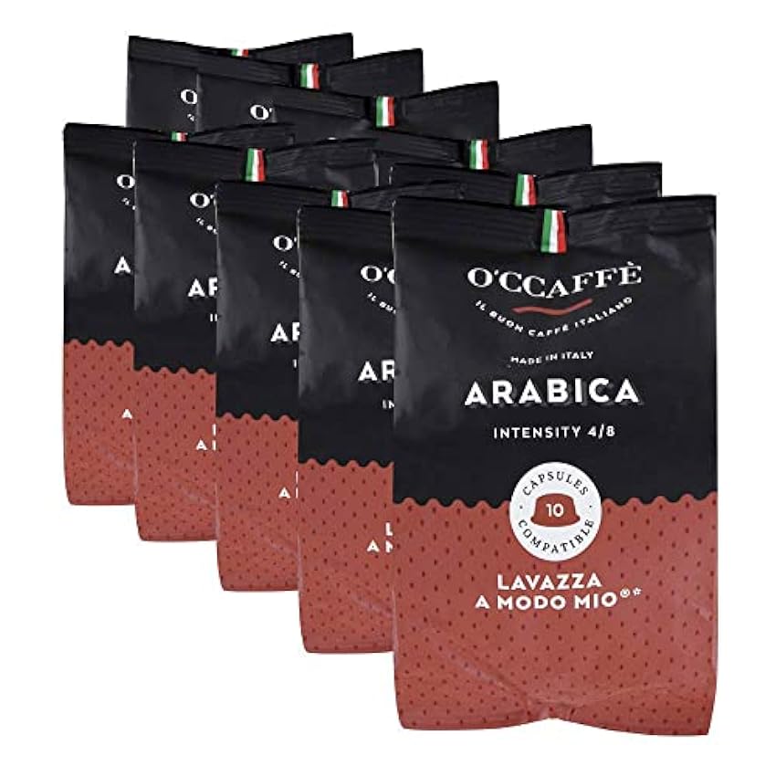 O´CCAFFÈ – Arabica | Cápsulas de café compatibles con Lavazza a Modo Mio | 100 unidades | Café de torrefacción extralenta en tambor de una empresa familiar italiana moOenV1w