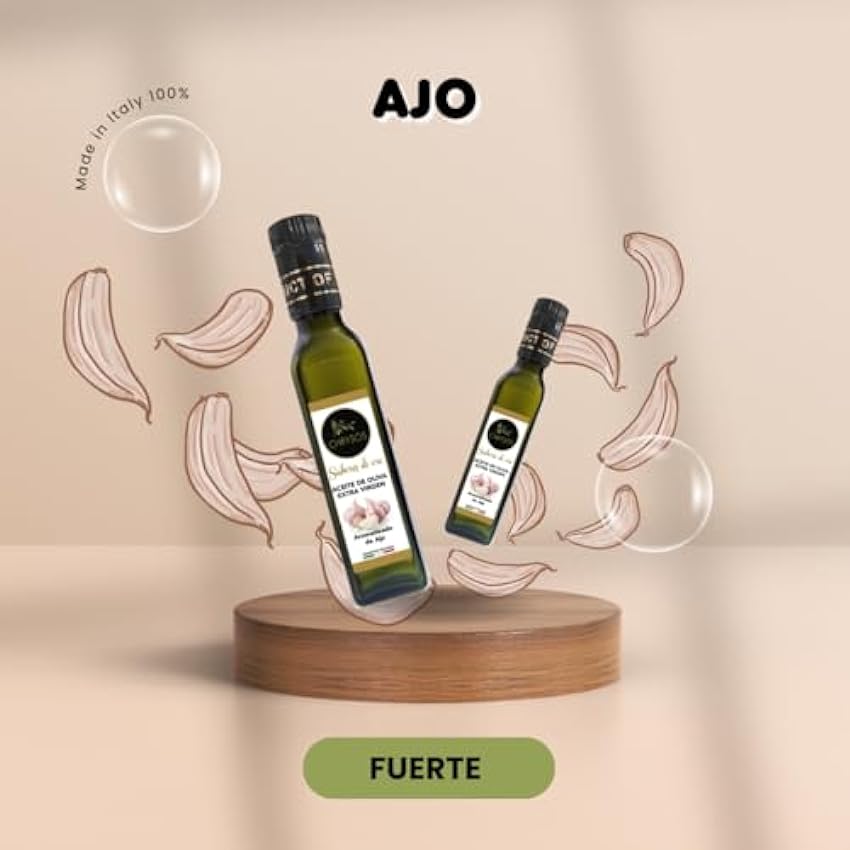 CHRYSÓS - Aceite de oliva virgen extra italiano | Sabor Ajo | Aceite de oliva extra virgen sabores premium | Botella 250ml g43BLV2B