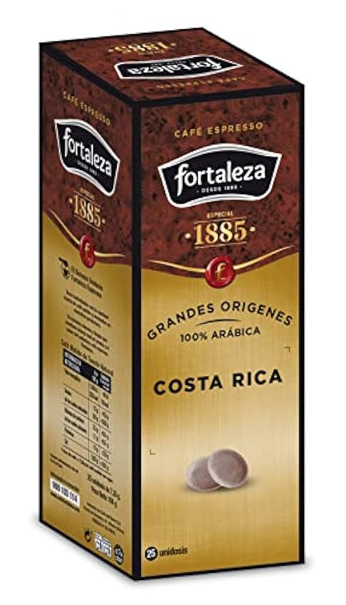Café FORTALEZA - Cápsulas de Café Costa Rica Sistema ESE 44 - Pack 1 x 25 - Total 25 unidosis, 25 unidad, 25 HnOxv6sY