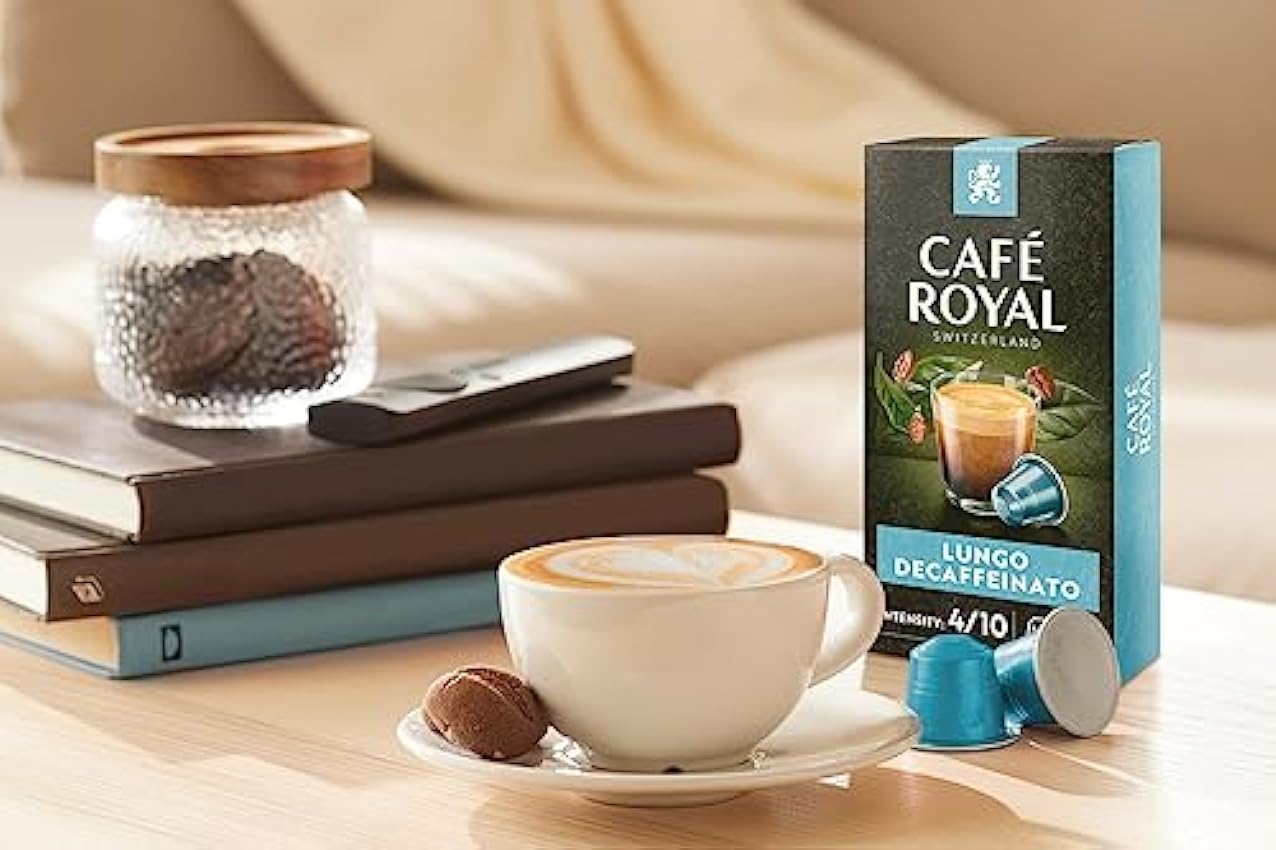 Café Royal Lungo Decaffeinato - Cápsulas para cafetera Nespresso (100 unidades, intensidad 4/10, certificado UTZ, aluminio) mCAgIn4y