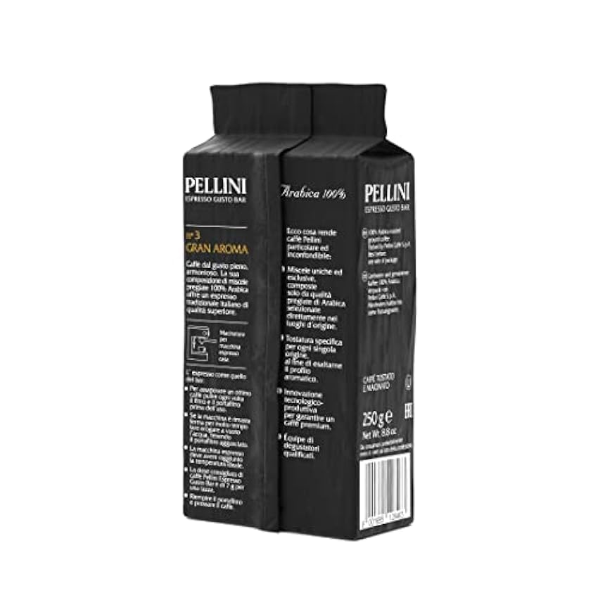 Pellini Caffè - Café Molido para máquina - Espresso Gusto Bar N. 3 Gran Aroma 500 g MELhP80n
