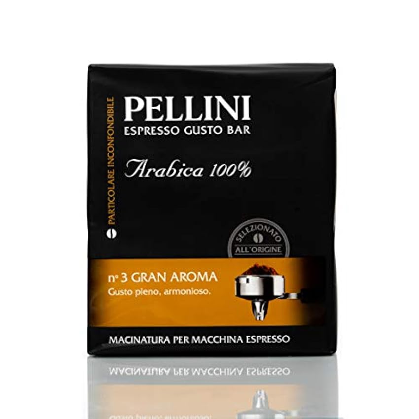 Pellini Caffè - Café Molido para máquina - Espresso Gusto Bar N. 3 Gran Aroma 500 g MELhP80n