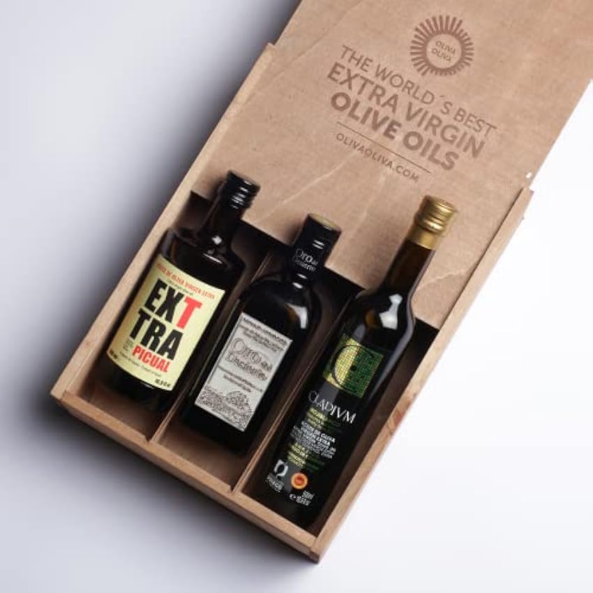 Mejores Aceites de Oliva Virgen Extra del Mundo (Olive Japan 2021) - Pack de 3 botellas de 500 ml (Caja de madera) fz0b6zME