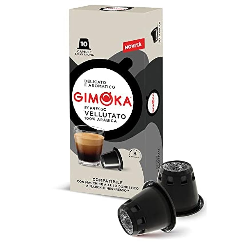 Gimoka - Cápsulas de Café Compatibles con Máquinas Nespresso, Sabor Vellutato - 100 Cápsulas & Cápsulas Compatibles Nespresso, Surtido de Mezclas y Aromas - 100 Cápsulas Hb5t1HLK
