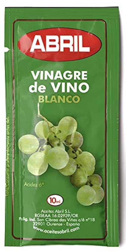 ABRIL - Sobre Vinagre de Vino Blanco, Acidez equilibrada y sabor suave (10 ml - Caja de 150 sobres) iYSyqTCo