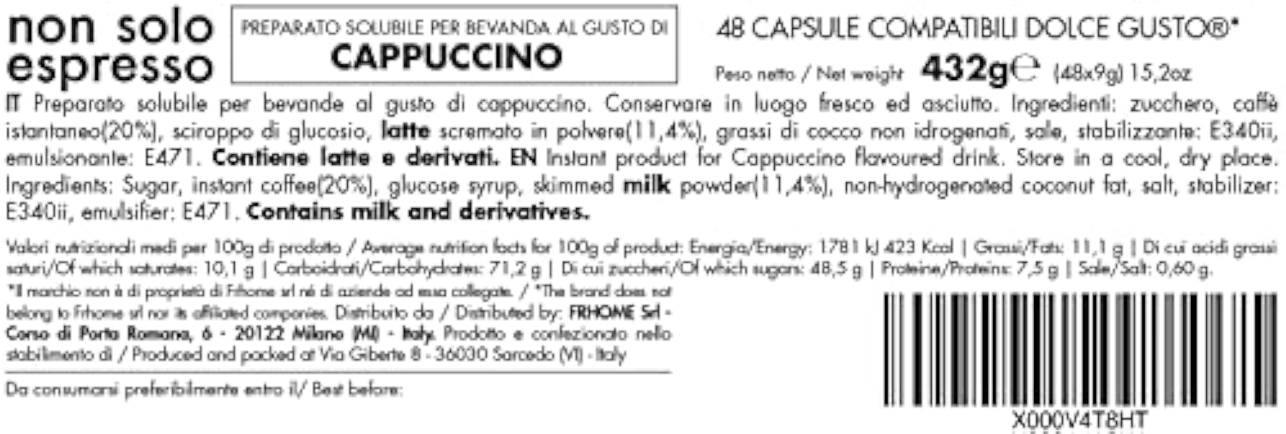FRHOME - 48 cápsulas compatibles Nescafé Dolce Gusto - Cappuccino - Il Caffè italiano Mw7VVqDS