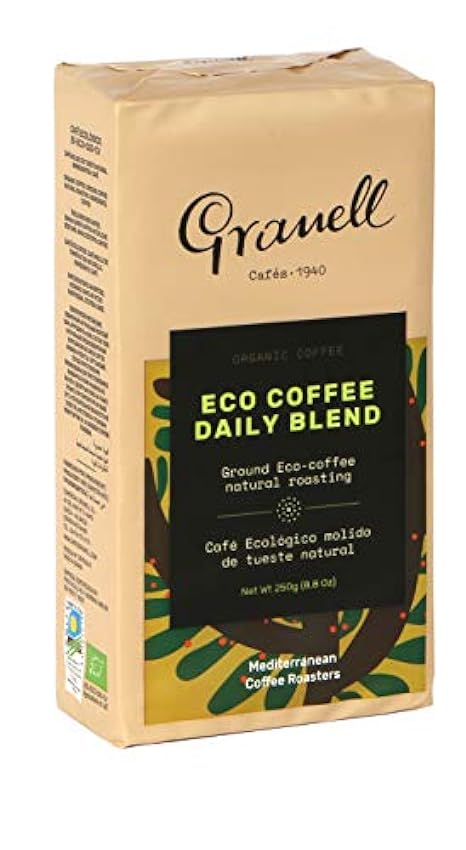 Granell Cafés · 1940 - Orgánico Daily Blend Café Organico Molido Mezcla 50% Café Arabica 50% Robusta Café Ácido y con Cuerpo en Taza - 250 g hShfiCyu