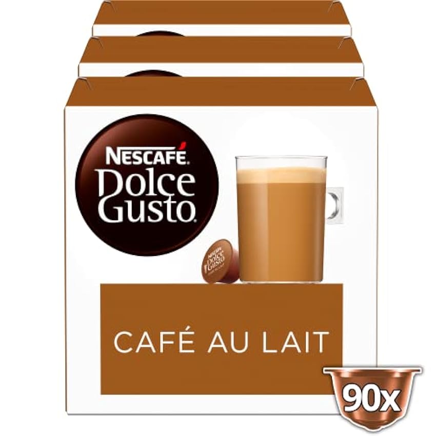 Nescafé Dolce Gusto Cápsulas de Café con Leche, 3 x 30 Cápsulas & Nescafé CAFÉ CON LECHE INTENSO - Pack De 3 x 16 cápsulas - Total: 48 Cápsulas Pfh1ibCQ