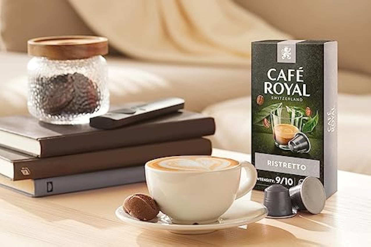 Café Royal Ristretto 100 Capsules en Aluminium Compatibles avec le Système Nespresso (R)*; Intensité: 9/10; (Lot de 10X10) kegahpGu