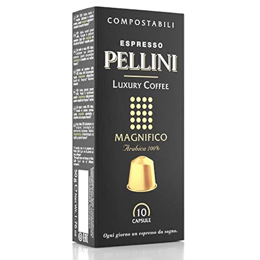 Pellini Caffè - Espresso Pellini Luxury Coffee Magnifico - 120 Cápsulas (12 x 10) - Compatible Con Máquina Nespresso IRbKirWc