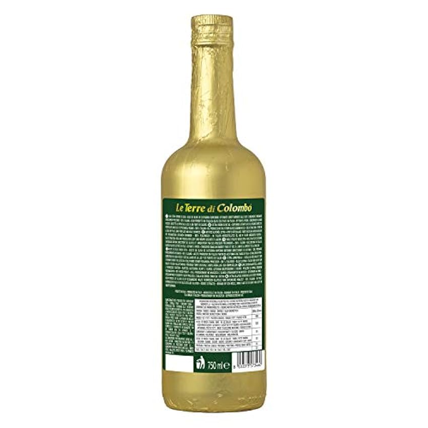Le Terre di Colombo Aceite de Oliva Virgen Extra 100 % Italiano, Botella envuelta en Papel Dorado, 0.75 l iEJSaAWF
