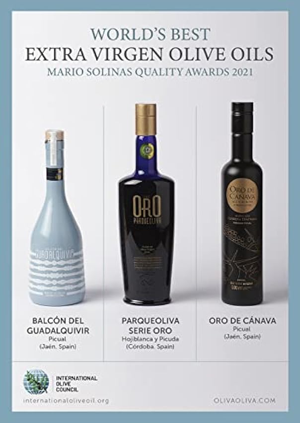 Mejores Aceites de Oliva Virgen Extra del Mundo (Premios a la Calidad Mario Solinas 2021) - Pack de 3 botellas de 500 ml (Caja de cartón) PafoZYjL