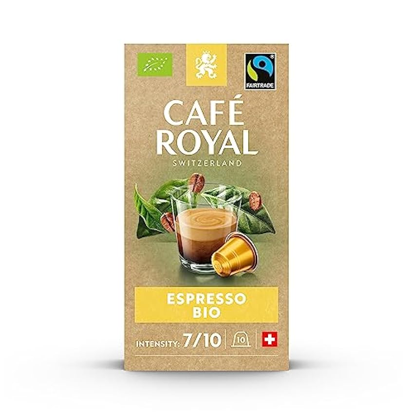 Café Royal Espresso Bio/Organic 100 Capsules en Aluminium Compatibles avec le Système Nespresso (R)*; Intensité: 7/10; (Lot de 10X10) lhIwl2pX