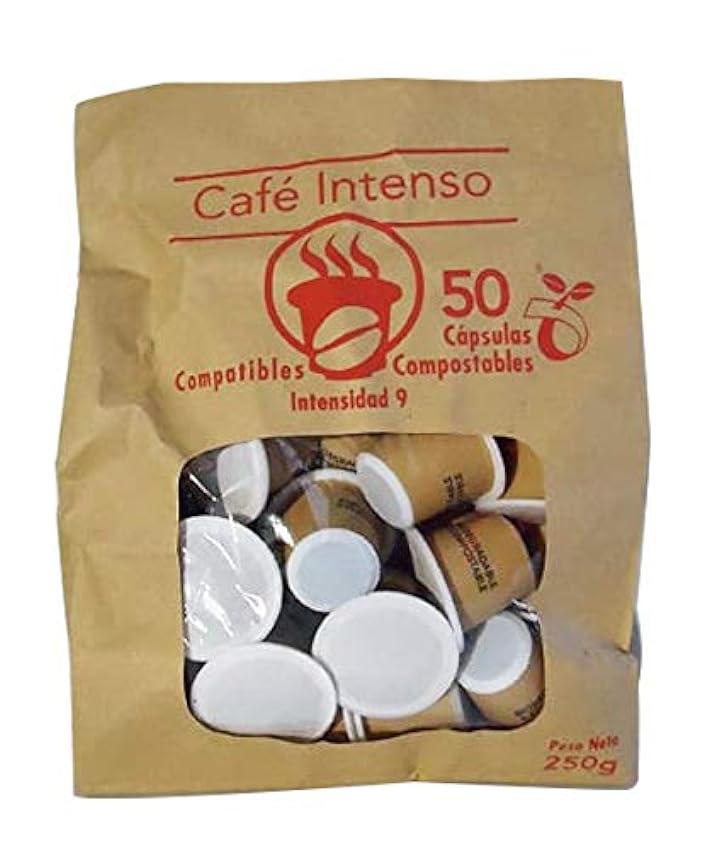 SABOREATE Y CAFE THE FLAVOUR SHOP - Cápsulas de Café Intenso - Compostables y Biodegradables - 50 unidades GrKeUANV