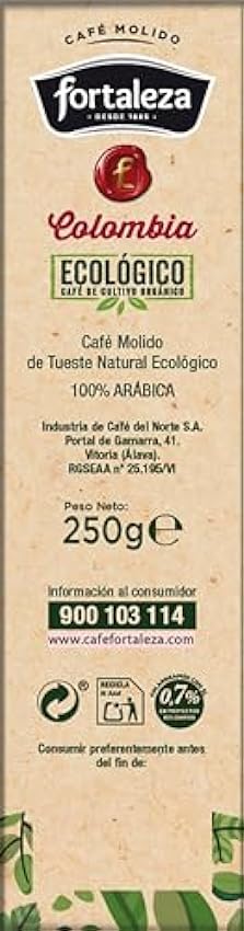Café FORTALEZA - Café Molido Grandes Orígenes Ecológico Colombia 250 gr [Pack de 3] pN8EVTna