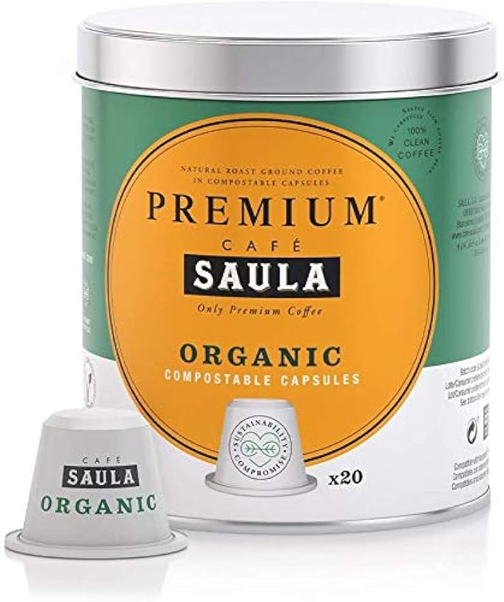 Café Saula, Pack 3 botes con 60 cápsulas compostables. Café 100% Orgánico. Compatibles Nespresso® KQDbVm1G