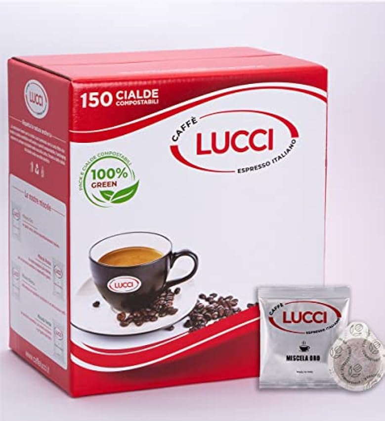 Caffè Lucci 150 cápsulas de papel de 44 mm, mezcla dorada KbMyuFIs
