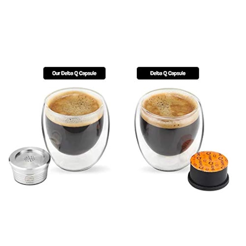 Cápsulas de café reutilizables compatibles Delta Q, Delta Q espresso cápsulas de acero inoxidable, cápsulas recargables compatibles con Delta Q +tamper j8ioXmUi