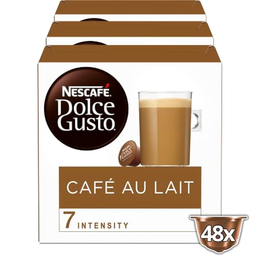 Nescafe Dolce Gusto - Café con Leche - Pack de 3 x 16 Cápsulas - Total: 48 Cápsulas NpREMtCI