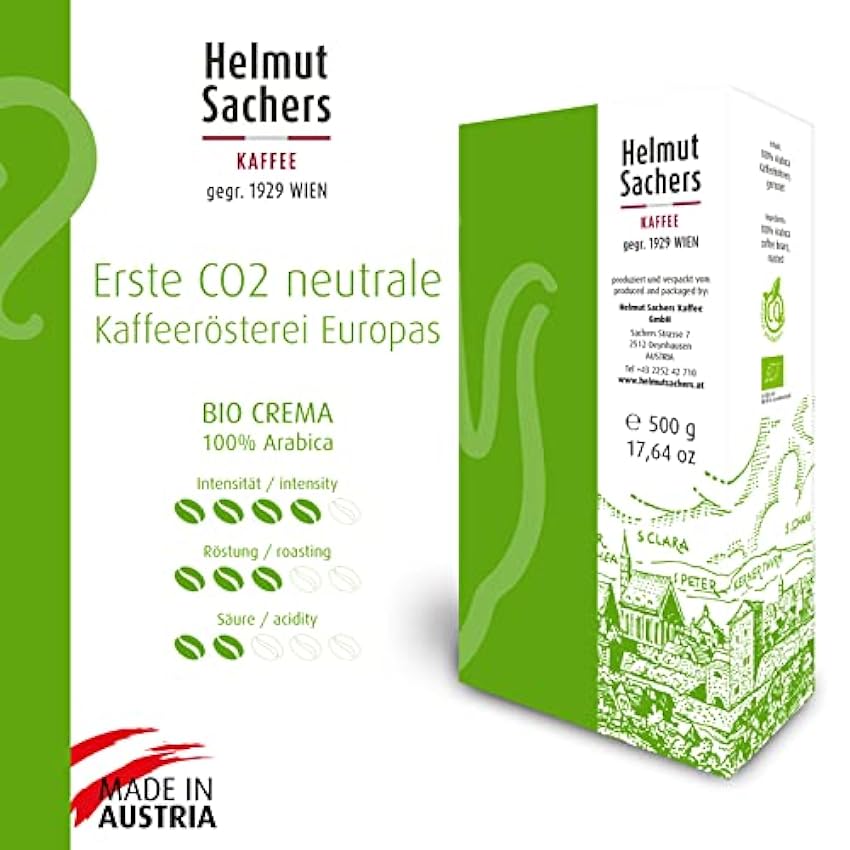 Helmut Sachers Kaffee - Crema orgánica, intensidad 4/5, 100% arábica, molida, 500 g kKsw0xHp