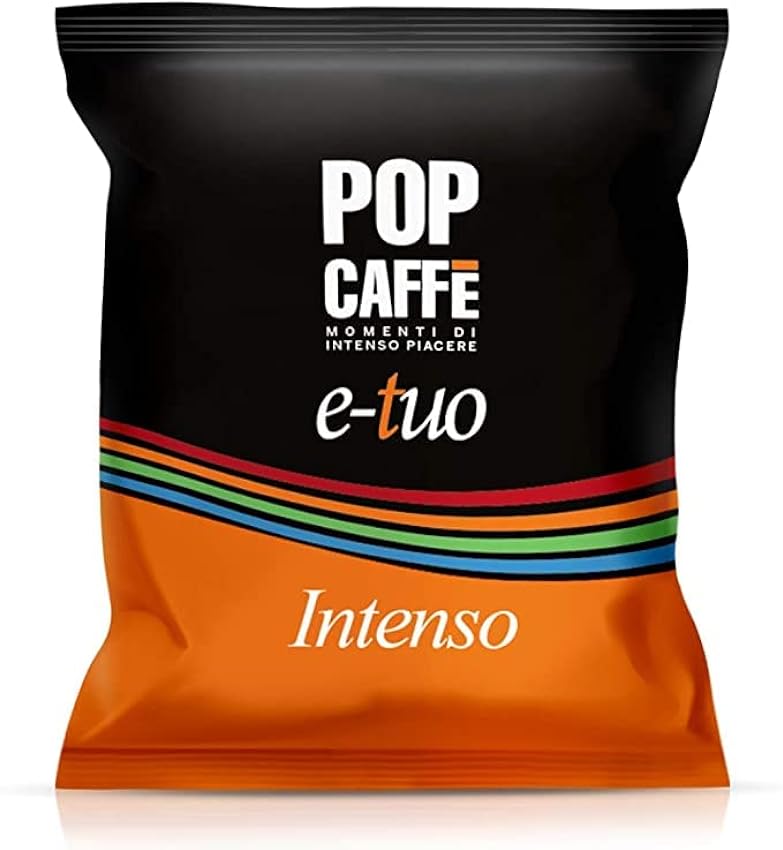 100 Cápsulas Pop Caffè E-TUO 1 Intenso compatibles con Flor Flore, E´i Espresso y Mita MPS, aroma auténtico jrpaMDQY