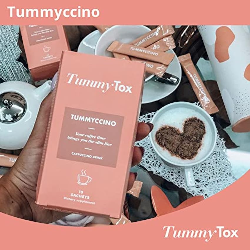Tummyccino - Delicioso Café con Extracto de Café Verde, Garcinia Cambogia y Guaraná - Potente Fórmula Natural - 30 Sobres para 1 Mes con E-Guía Gratis - TummyTox POGoRRaG