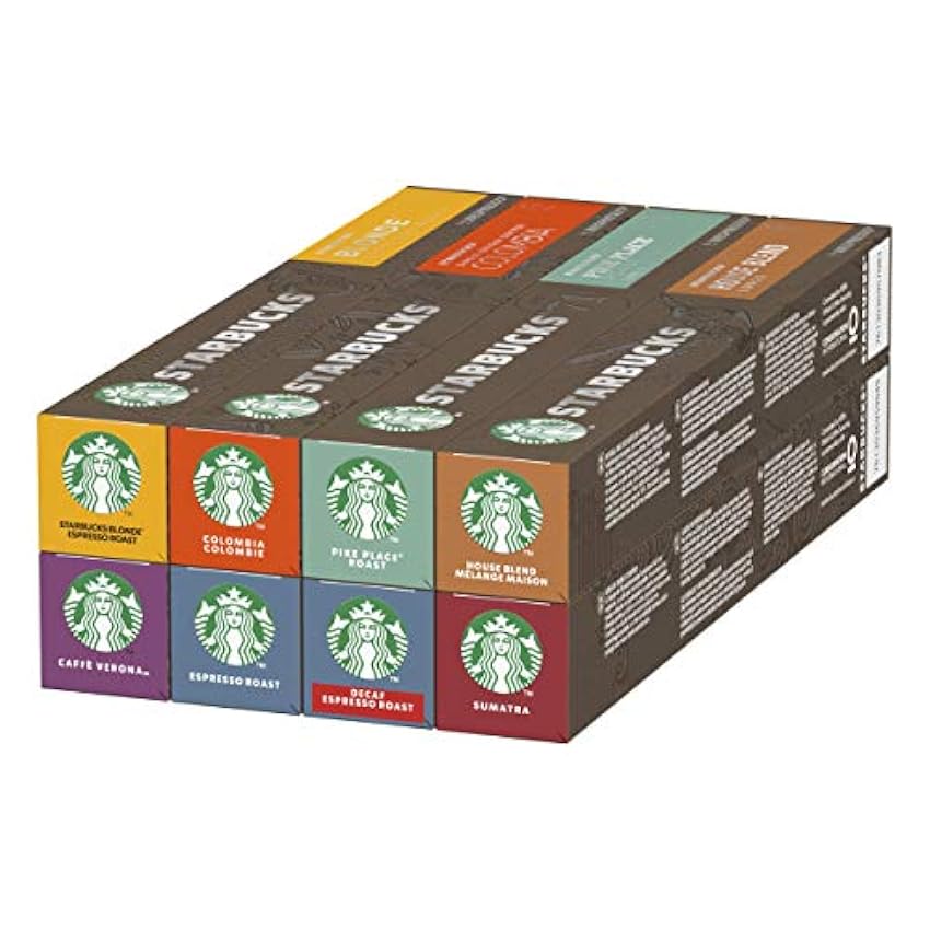 STARBUCKS Variety Pack de Nespresso Cápsulas de Café 8 x Tubo de 10 Unidades + Descafeinado Espresso Roast de Nespresso Cápsulas de Café de Tostado Intenso 8 x Tubo de 10 Unidades ofATEhqz