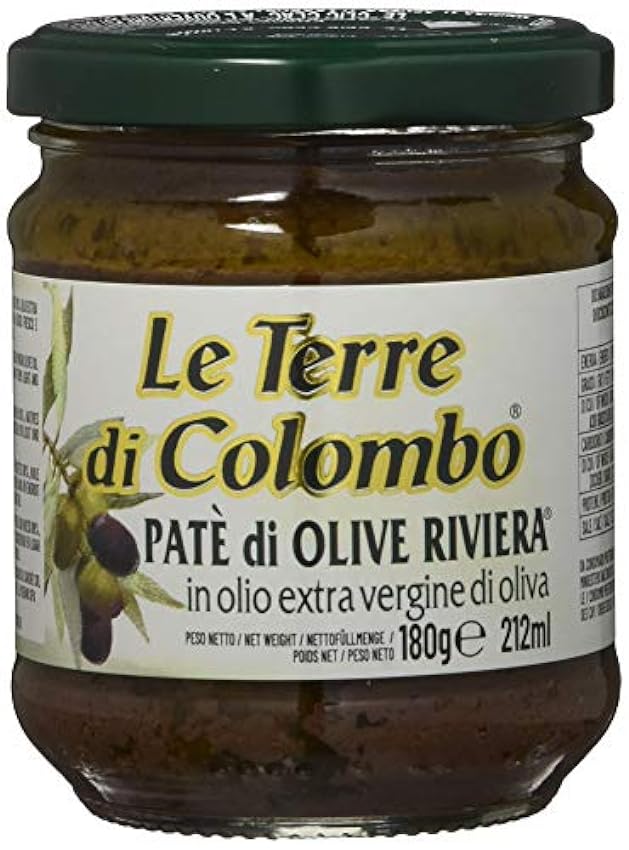 Le Terre di Colombo Pasta de Aceitunas, Taggiasca en Aceite de Oliva Virgen Extra 10 %, Tarros de 212 Ml Lote de 6 huWrPtIs