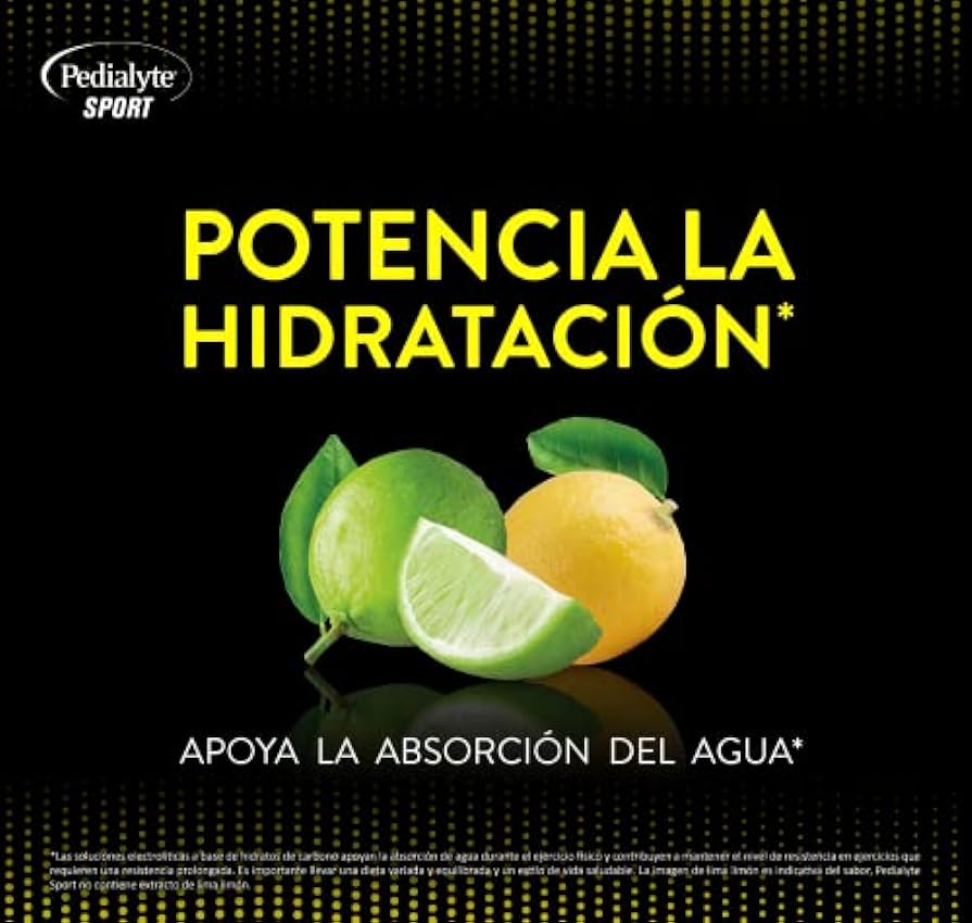 Pedialyte Sport - Bebida con sabor a Lima Limón, Hidratación Potenciada, Contiene 5 electrolitos clave como Magnesio, Sodio y Potasio, 6 sobres de 14g KMygkmVS
