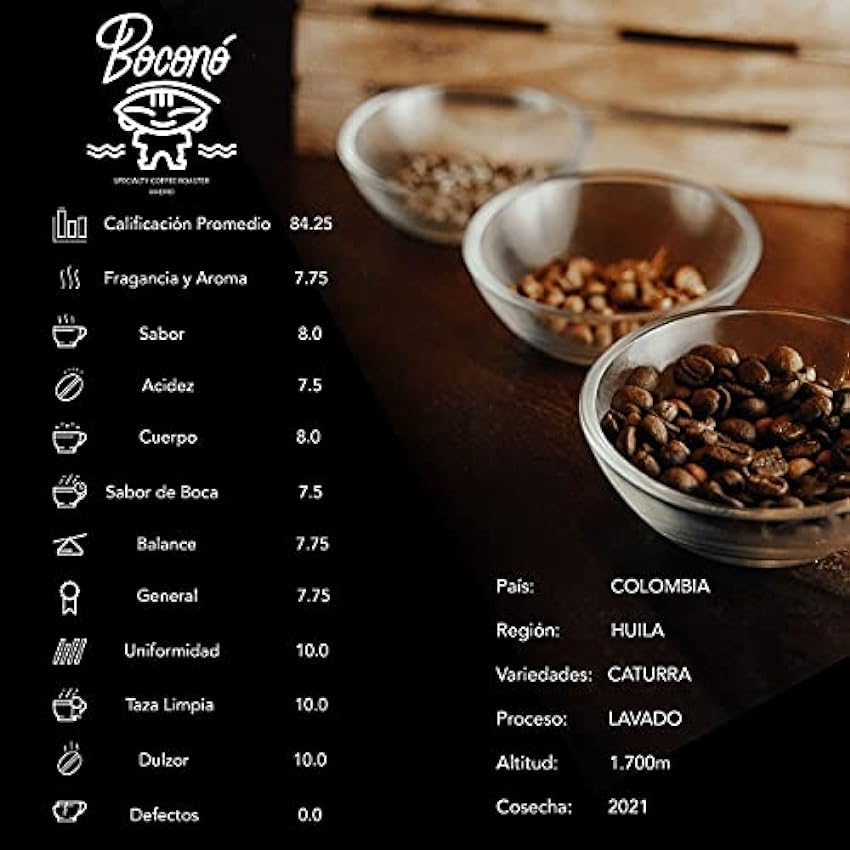 Boconó Specialty Coffee Café de especialidad en grano de Colombia - 1 kg Arábica - Tueste medio - ideal para cafetera Italiana espresso V60 Chemex Aeropress Kalita jp6a62Nn