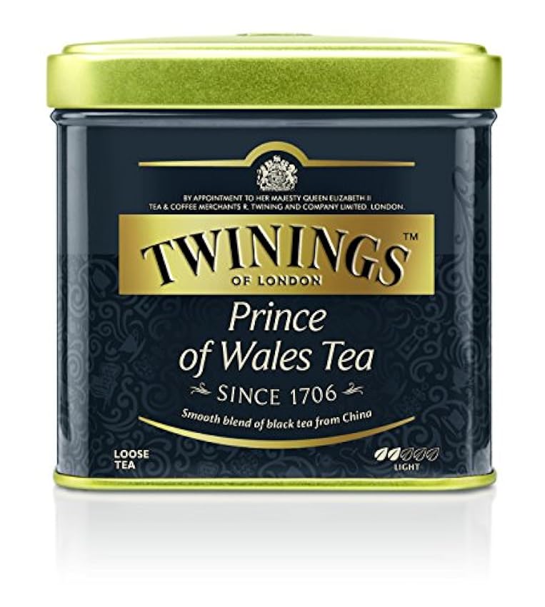 Twinings Prince of Gales - Té negro suave en lata de 100 g, el té despliega el sabor afrutado del té de Keemum y un toque de té floral Oolong. Black Tea (6 x 100 g) p8LB9rlo