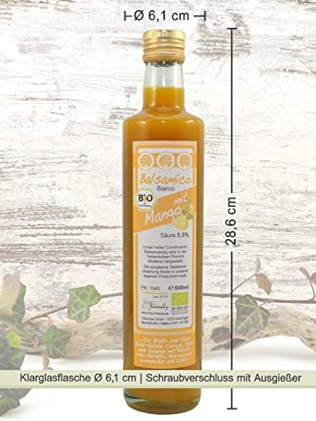 direct&friendly Vinagre de mango orgánico acondicionado, balsámico con mango afrutado (500 ml) GjBVnNEP