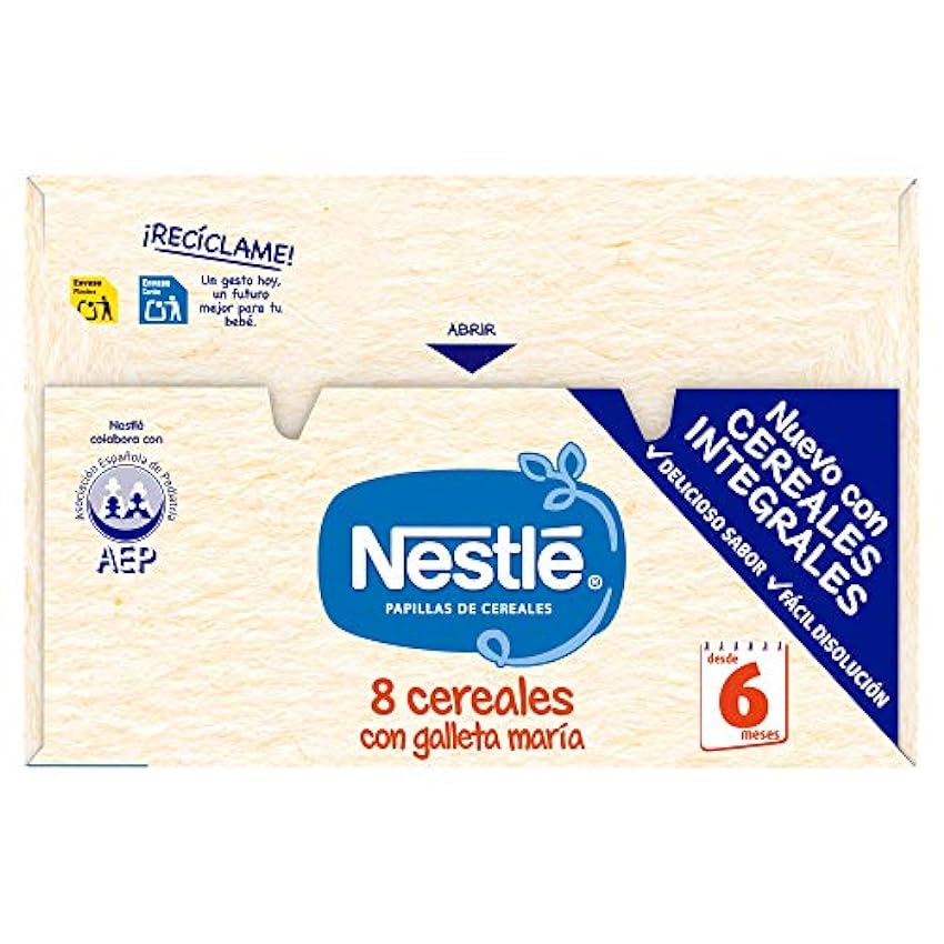 Nestlé Papillas - 8 cereales con Galleta María instantánea, a partir de 6 meses, 900 gr GnJXBIpq