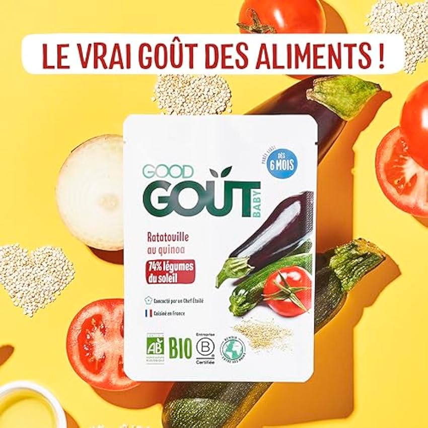 GoodGoût BIO - Plat panaché x6 (Risotto courgettes chèvre x2/Carottes Poulet x2/Ratatouille Quinoa x2) gUrvViQo