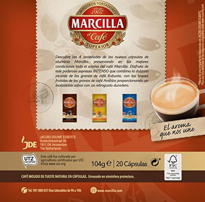 Marcilla Cápsulas de Café Intenso | Intensidad 10 | 200 Cápsulas Compatibles Nespresso (R)* - Exclusive PlZ7GzK0