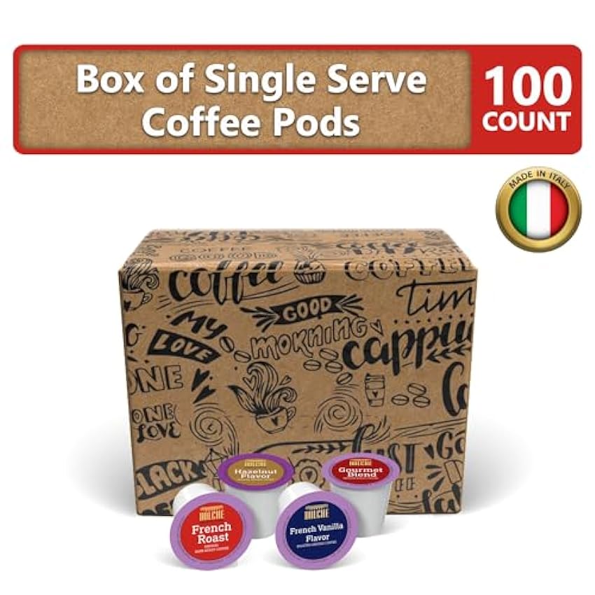 Dolche Premium Coffee, Cápsulas de Café Americano, Compatible con Keurig K-cup 2.0, Caja de 100 Cápsulas, 4 Variedades LgPn32xS