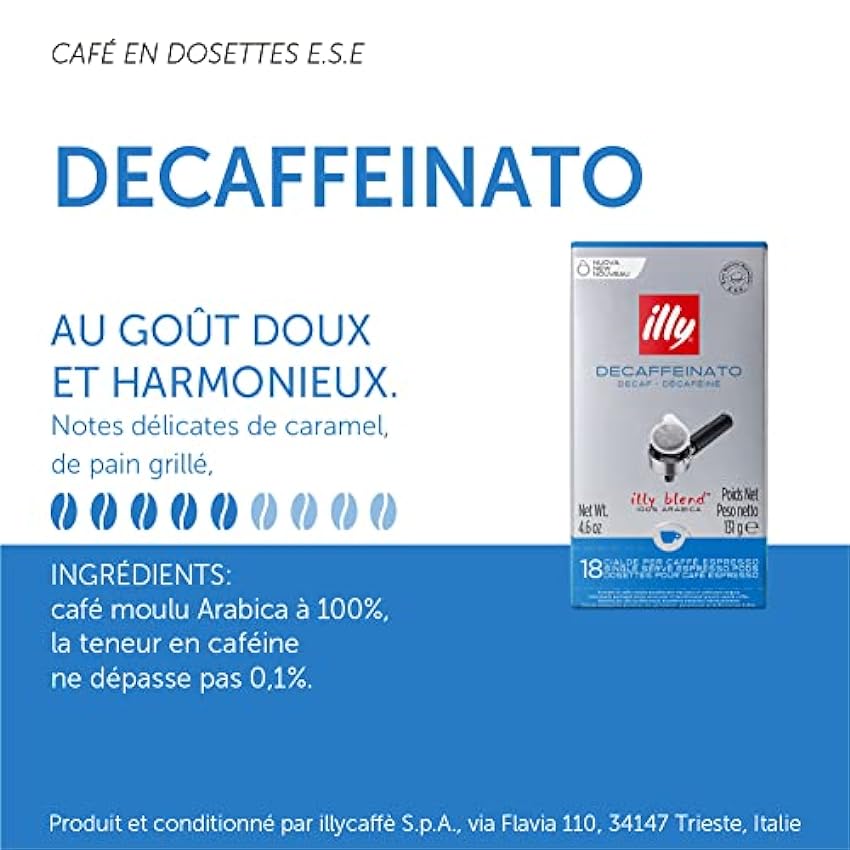 illy, Café En Dosettes E.S.E. Décafeiné - 1 boîte de 18 monodoses OFIpl24O