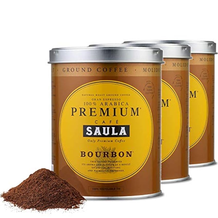 Café Saula, 3 Botes de 250 gr. Gran Espresso Premium Bourbon Blend 250 gr. café molido 100% Café Arábica pnYr3ZpK